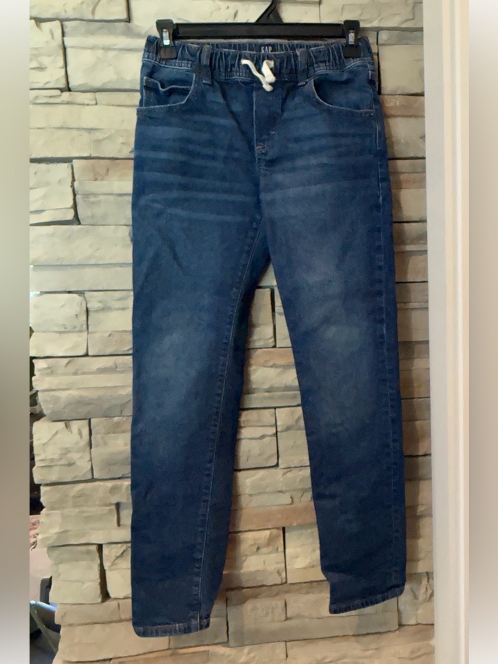 GAP Unisex Kids Blue Denim Stretch Slim Fit Pull-On Jeans Elastic Waist XL (12)